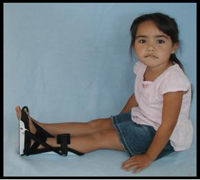 Bilateral straps adjust ankle foot postions. Idiopathic toe gait. Post achilles tendon lengthening. Breathable, removable liner. Fits right or left leg. Non-ambulatory.